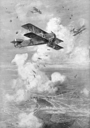 En Breguet fransk tvåplansbombplan i aktion, c1917 1926