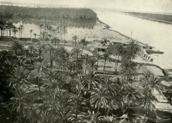 En brittisk position vid floden Tigris, 1919.