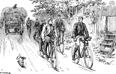 En brittisk cykelklubb ute på landstur, 1895