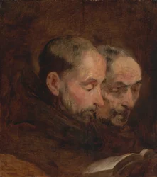 En kopia efter en målning traditionellt tillskriven Van Dyck av Two Monks Reading, sent 1700-tal