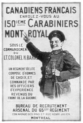 En fransk kanadensisk armérekryteringsaffisch, 1914