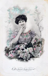 En god kyss, franskt vykort, cirka 1900