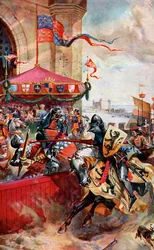 A Joust on London Bridge, 1390, c1920