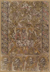En talarstolsduk med äktenskapet i Kana, ca. 1400.