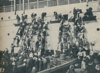 En ny metod för kolning i hamnen i Yokohama, 1936