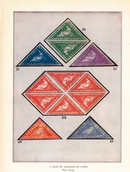 En sida med triangulära uddar nr. 20-25, c1943, 1944