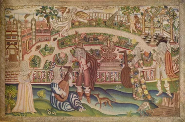 A Rare Petit Point Picture of the Period of Charles I, 17th century, 1936