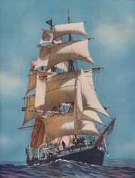 Joseph Conrad, ett träningsfartyg i femtiotvå år, är nu registrerad som en yacht, 1937