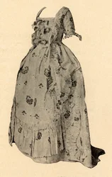 En Watteau säck, bröllopskläder av Mrs. William West, 1752, 1937