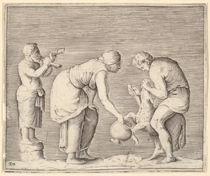 A Woman Collecting Blood from a Sheep, publicerad ca. 1599-1622.