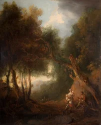 Ett skogslandskap, höstkväll, troligen ca 1800.