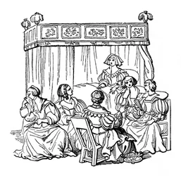En sovrumsfest, 1631, 1910