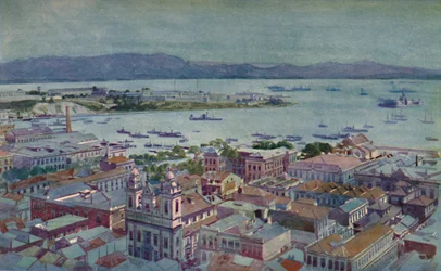 En bit av Rio med Ilha das Cobras och Ilha Fiscal, 1914