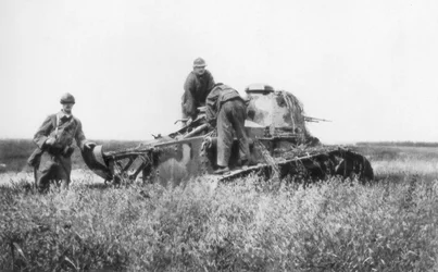 En trasig fransk lätt tank, Villers-Cotterets, Aisne, Frankrike, 1918