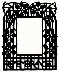 En design för en tavelram med titeln Margery Daw, 1898