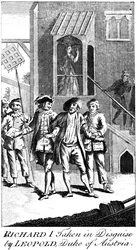 En förklädd kung Richard I 1157-1199 tagen av Leopold, hertig av Österrike