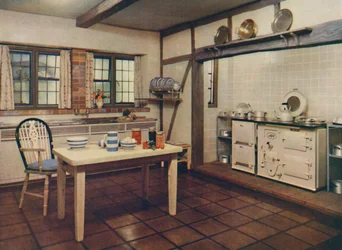 Ett bondgårdskök omarbetat av Mrs. Darcy Braddell, London, 1936