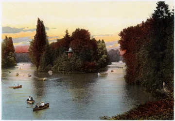 En sjö i Bois de Boulogne, Paris, c1900