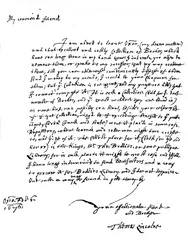Ett brev skrivet av Thomas Lincoln, 1676 1840