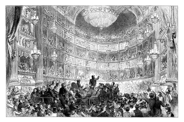 Ett möte för Anti-Corn Law League i Drury Lane Theatre, London, 1838 c1895
