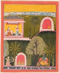 En sida från en Rasikapriya-serie, ca. 1660.
