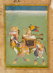 En peri, eller älva, som rider på en magisk kamel, c1680