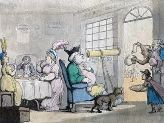 En snäll gentleman som tittar genom ett teleskop, 1800-talet