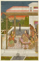 En prinsessa med skötare på en terrass, ca. 1720-1730.