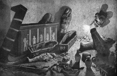 En genomsökt egyptisk grav, 1933-1934