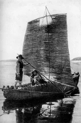 Ett segelfartyg för vassbalsa, Bolivia, 1922