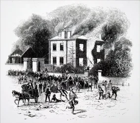 En scen från 1791 års upplopp i Birmingham.