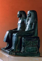 Ett seigneurialt par i ceremoniella kläder, Nya kungariket, egyptiska, 19:e dynastin