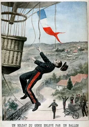 En soldat buren upp av en ballong, 1901