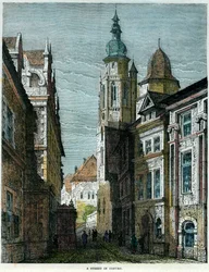 En gata i Coburg, Bayern, Tyskland, c1880
