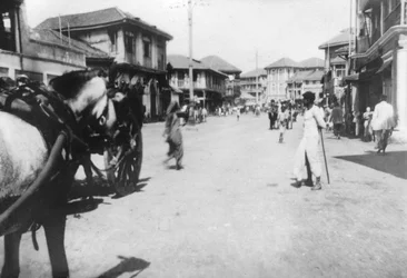 En gata i Mumbai Bombay, Indien, c1918
