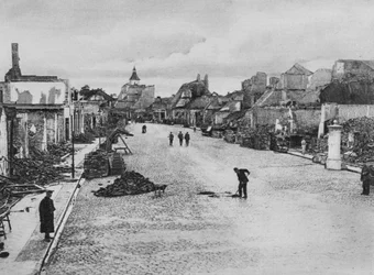 En gata i Ortelsburg, Östra Preussen, första världskriget, augusti 1915