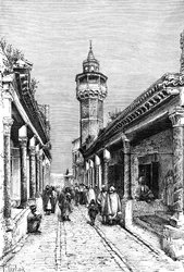 En gata i Suk-distriktet i Tunis, Tunisien, 1895