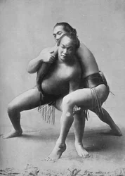 En sumobrottning mellan ett par japanska proffs, 1902