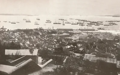 Utsikt över de nya kajerna vid byggtiden, 1914