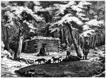 En vinterstuga i Saskatchewan-landet, Kanada, 1877