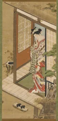 En yujo med pipa, Edo-period, 1700-tal.