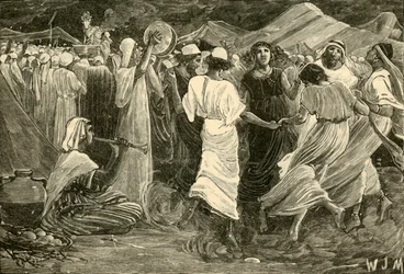 Aron och israeliterna som dyrkar kalven, 1890.