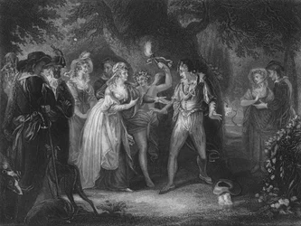 Akt V Scen IV från As You Like It, c1800-talet