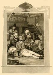 Amiral Lord Nelson sårades dödligt vid segern i slaget vid Trafalgar, 1805, 1816.