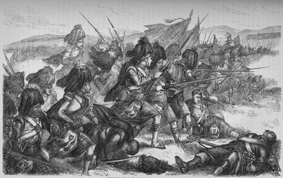 Highlanders frammarsch vid Alma, c1880