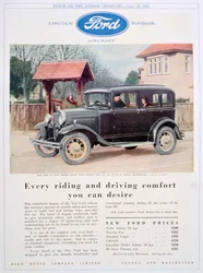 Annons för Fords bilar, 1931