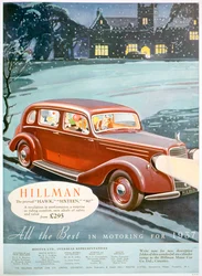 Annons för Hillman-bilar, 1936
