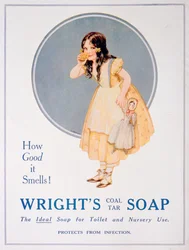 Annons för Wrights koltjärtvål, 1923