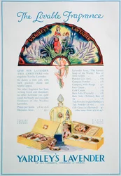 Annons för Yardleys Lavender parfym och kosmetika, 1928