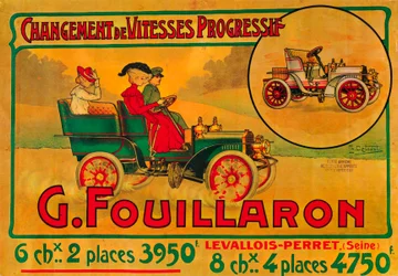 Annons för Fouillaron-bilar, c1900-talet